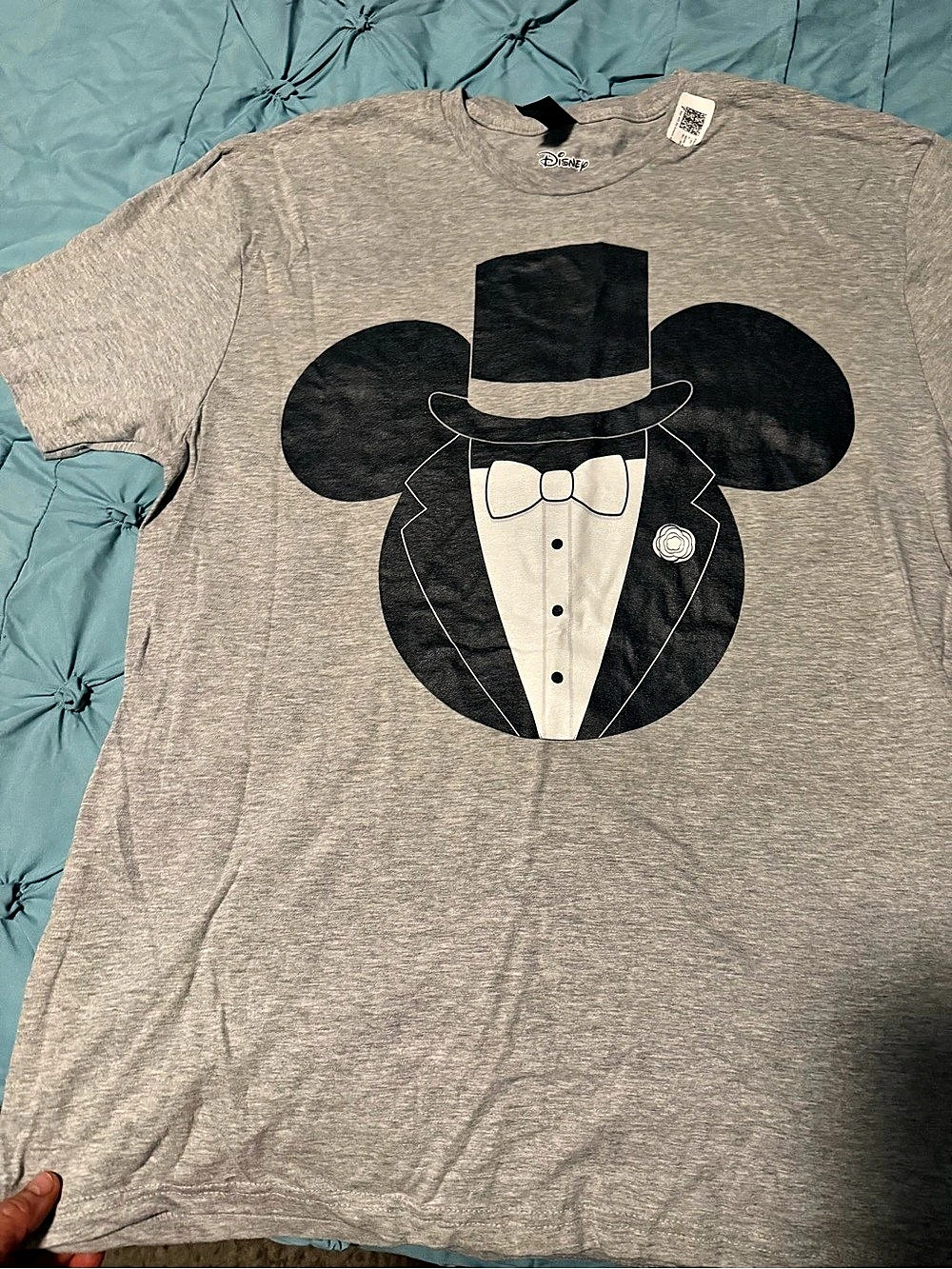Disney Mickey Mouse Tuxedo Graphic Tee Gray & Black Large